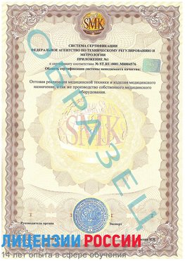 Образец сертификата соответствия (приложение) Бор Сертификат ISO 13485